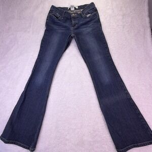 Mossimo Denim Low Rise Flare‎ Jeans Womens Size 9 Dark Wash Stretch 30x32